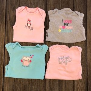 (4) Long Sleeved Onesies Babygirl 12m